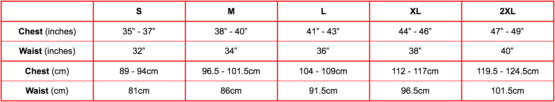 Sizing Guide