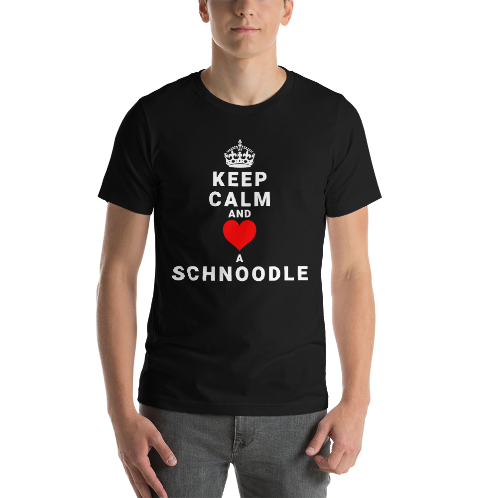 "Keep Calm and Heart a Schnoodle" Men's Black T-Shirt