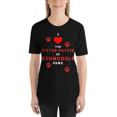 "I Heart the Pitter Patter of Schnoodle Paws" Women's Black T-Shirt