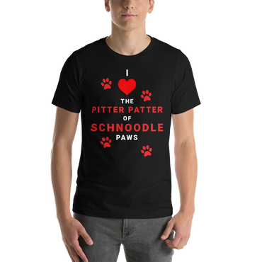 "I Heart the Pitter Patter of Schnoodle Paws" Men's Black T-Shirt